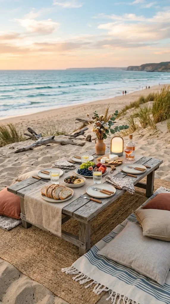 Low Wooden Picnic Table