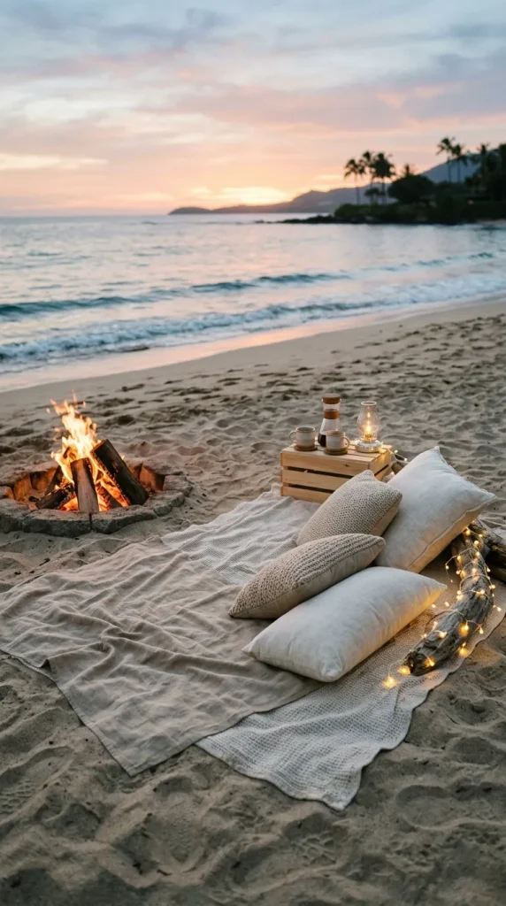 Minimalist Beach Bonfire Setup