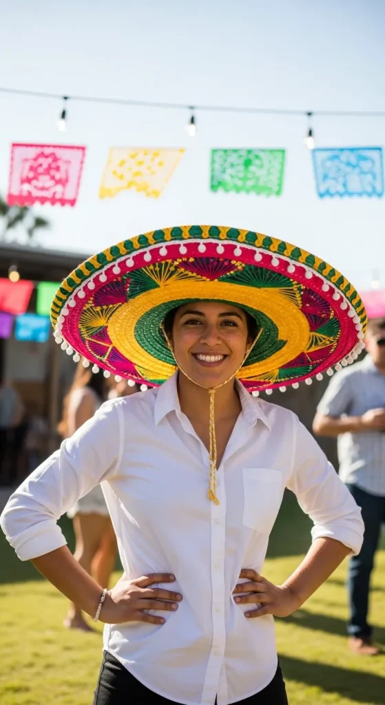 Sombrero & Casual White Shirt Look