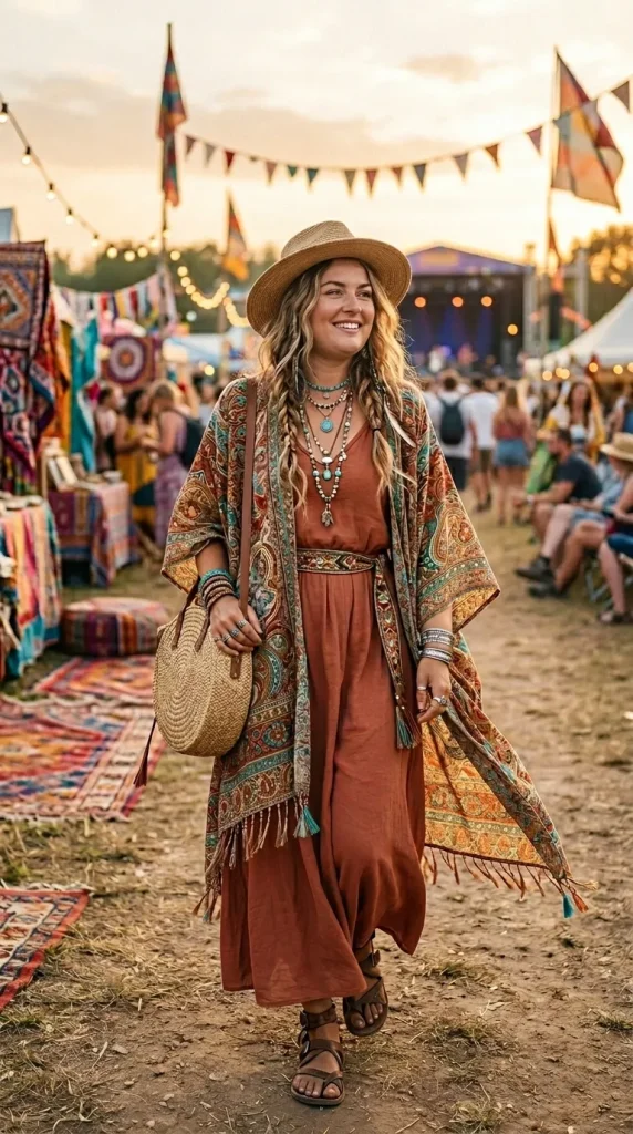 Boho Kimono with Simple Dress
