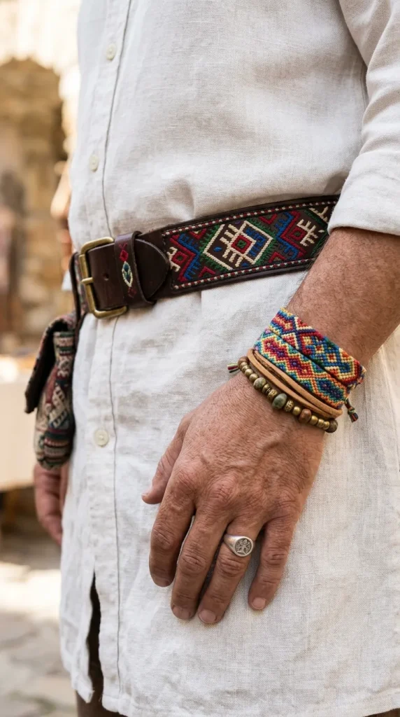 Embroidered Belt & Accessories Look