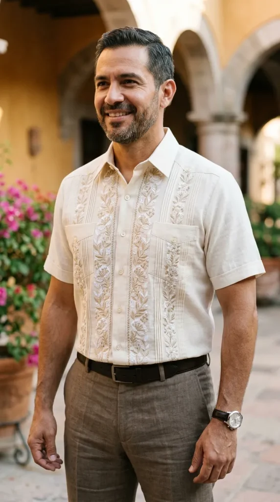 Embroidered Guayabera Shirt Look