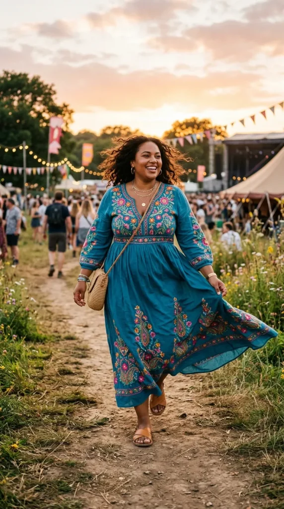Flowy Embroidered Maxi Dress