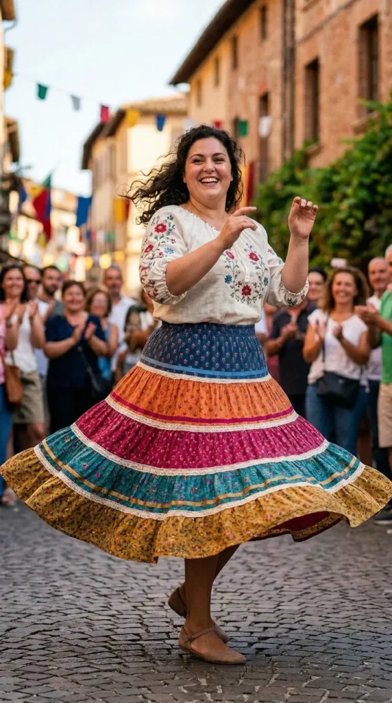 Layered Skirt & Floral Blouse Combo