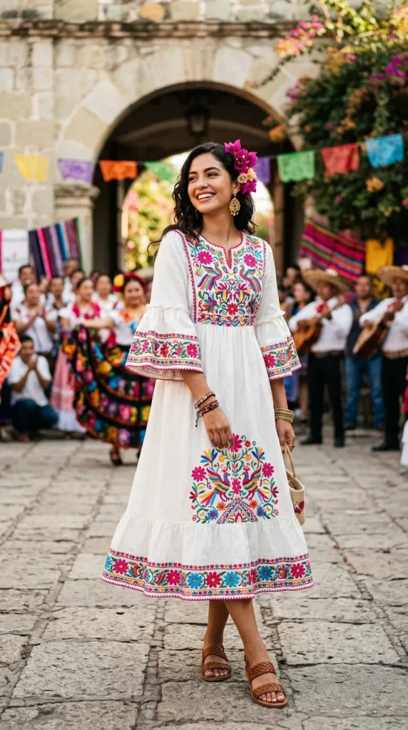 Modern Fusion Dress with Traditional Patterns