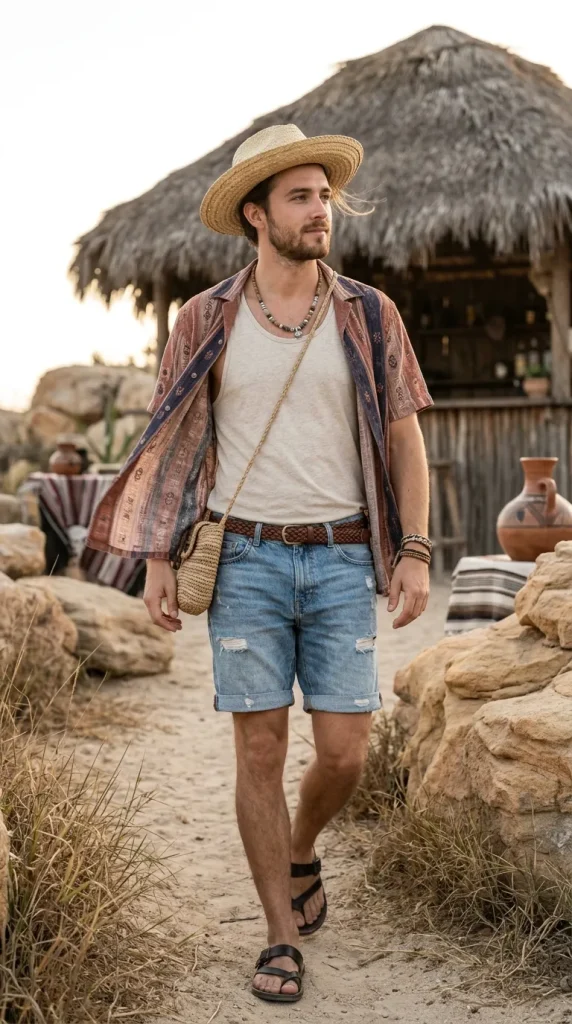 Open Button Shirt with Tank Top