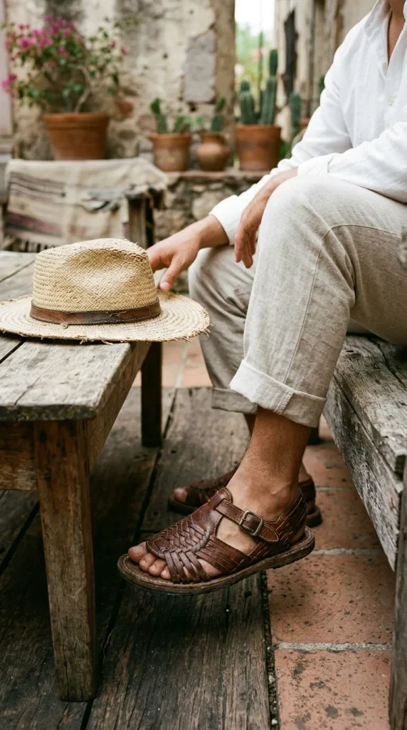 Traditional Straw Hat & Sandals Combo