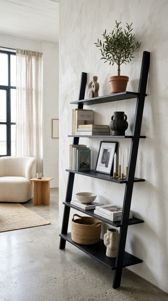 Add Ladder Shelves for Modern Style