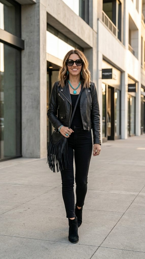 All-Black Moto Boho Look