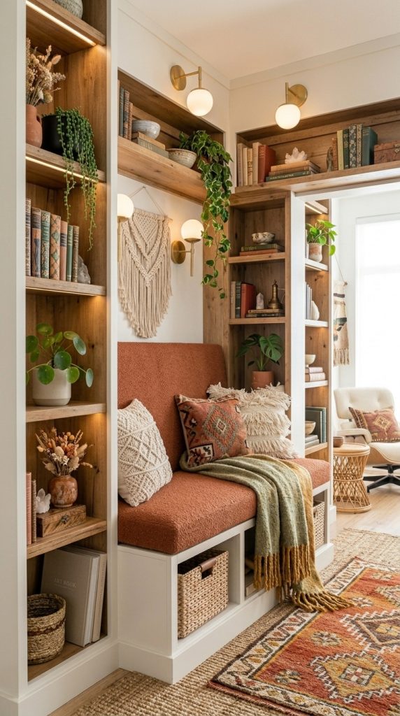 Boho-Inspired Corner Library