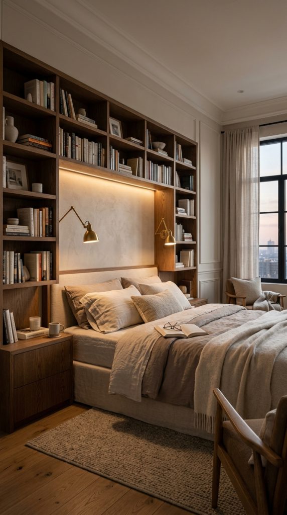Built-In Headboard Shelving
