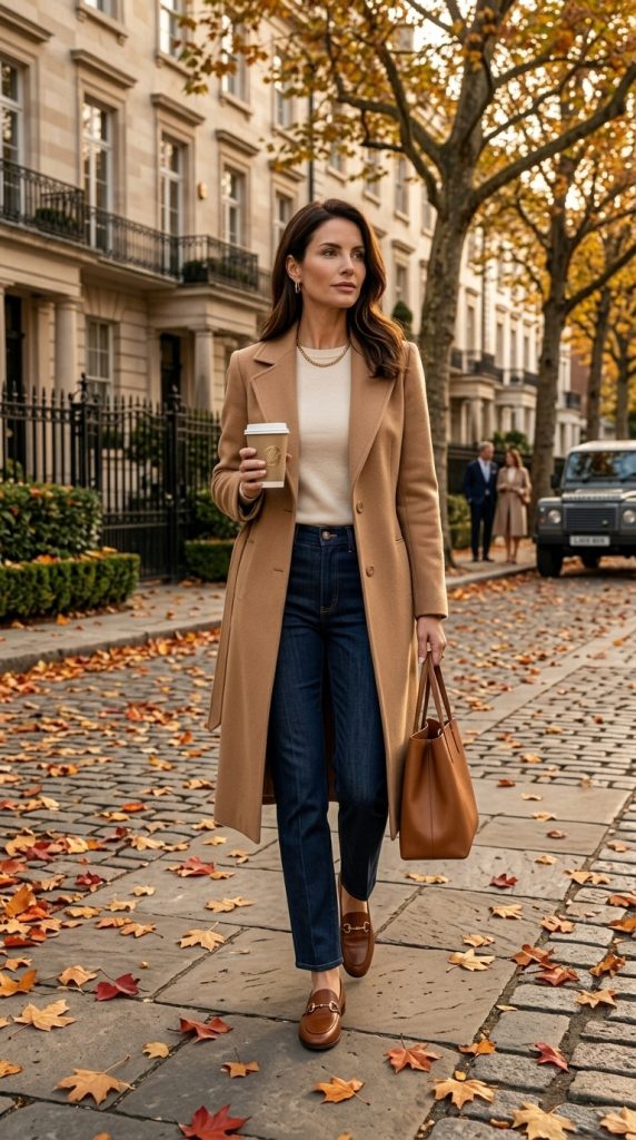 Camel Coat Over Everyday Basics
