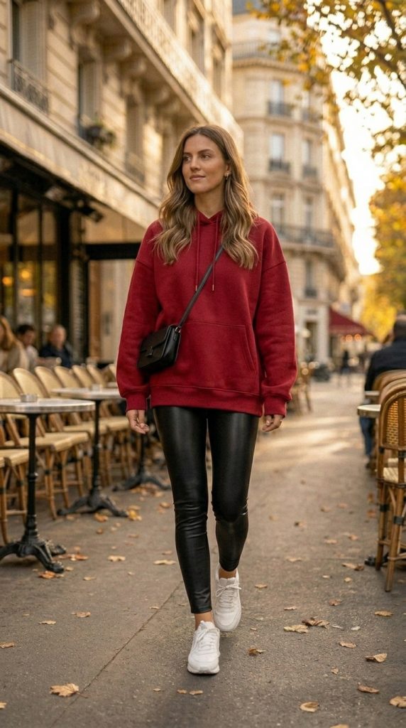 Cherry Satin Skirt with Chunky Knit