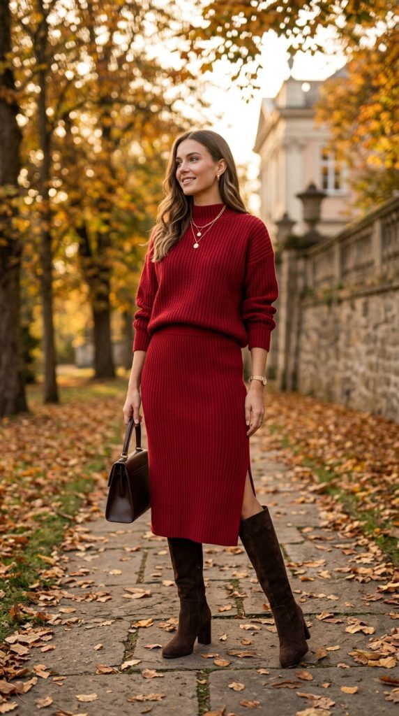 Cherry Monochrome Knit Set