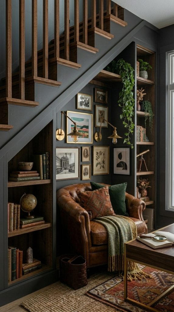 Corner Library With Gallery Wall