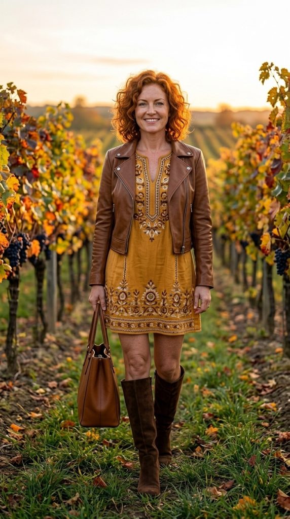 Embroidered Tunic and Tall Suede Boots