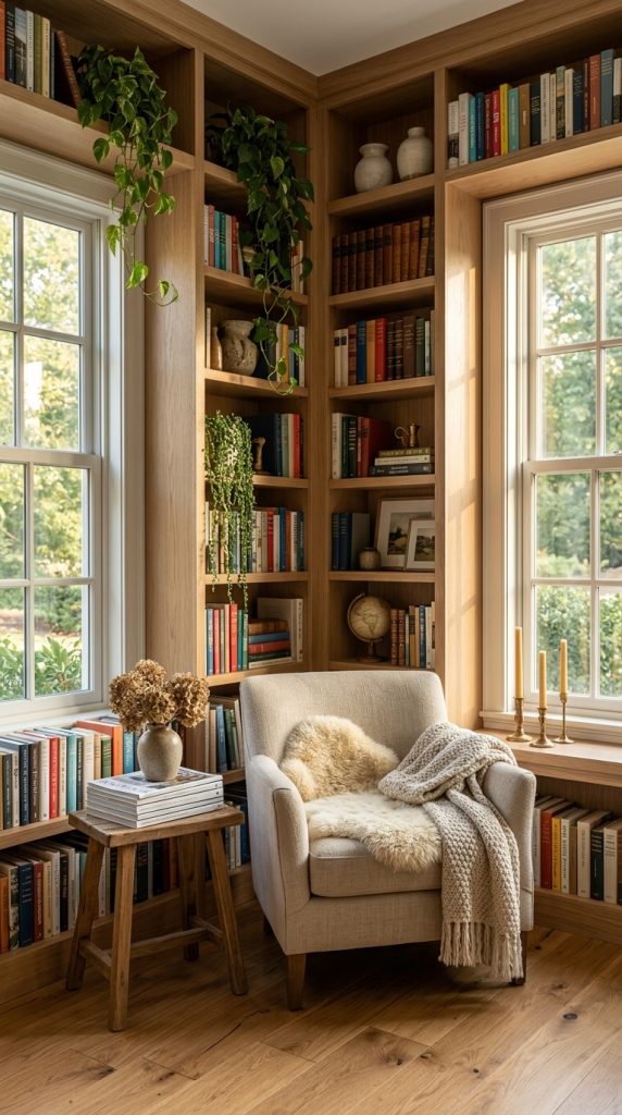 Floor-to-Ceiling Corner Bookshelves