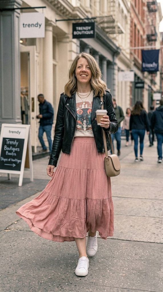 Graphic Tee With Tiered Skirt