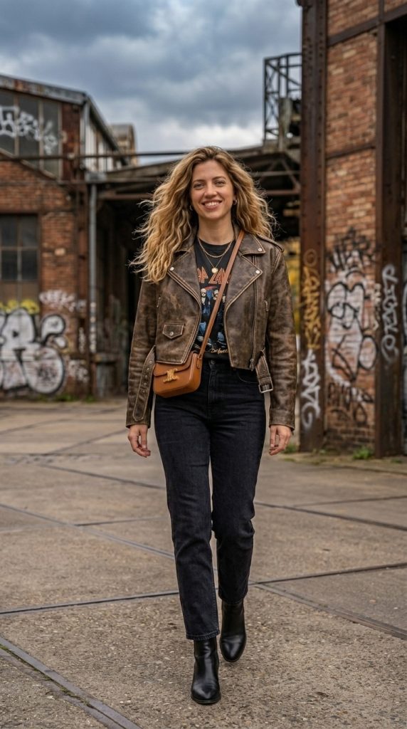 Graphic Tee and Leather Jacket