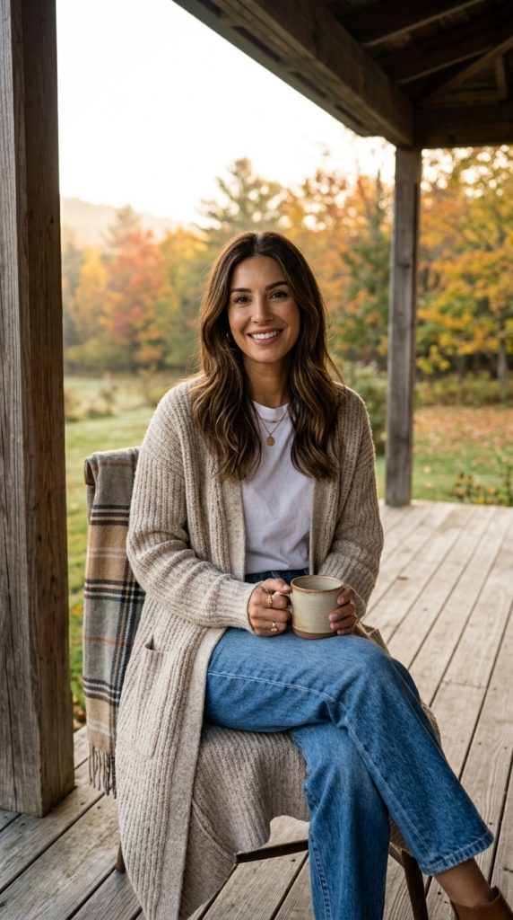 Long Cardigan and Basic Tee