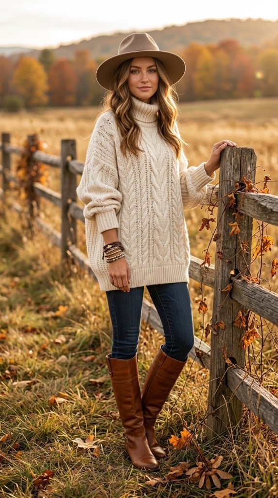 Oversized Sweater and Tall Riding Boots