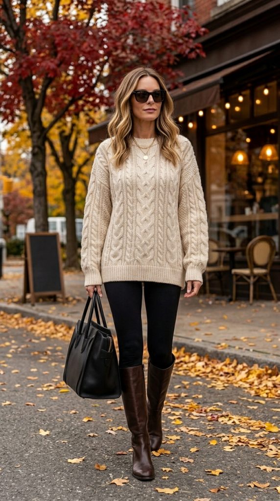 Oversized Sweater with Leggings and Boots