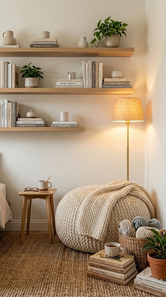Reading Nook With Pouf Seating