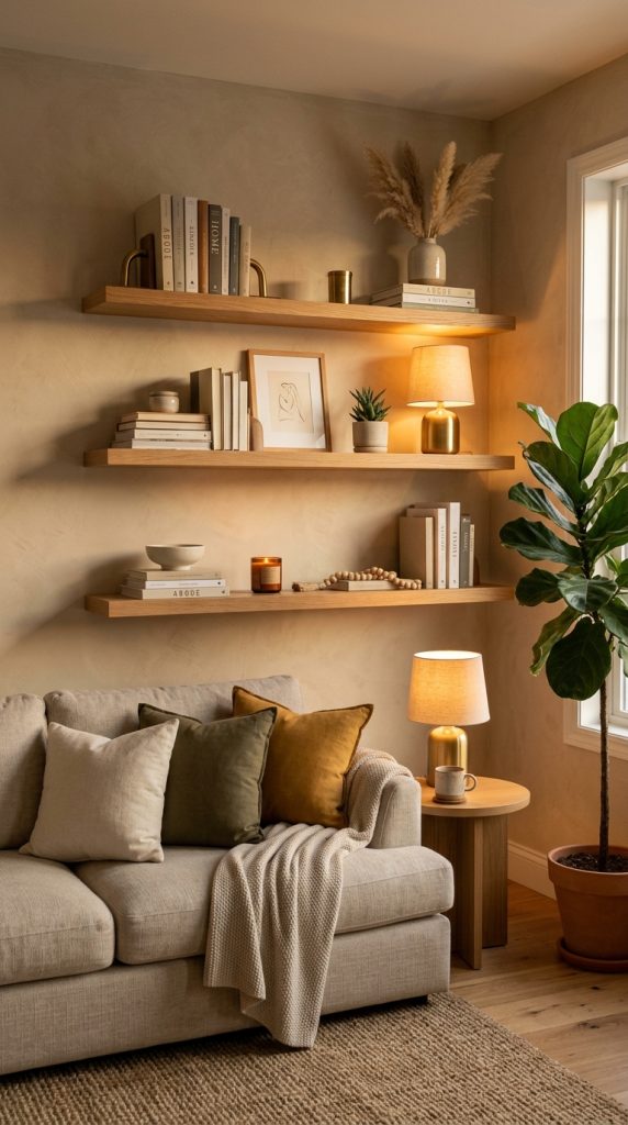 Use Floating Shelves Around Furniture