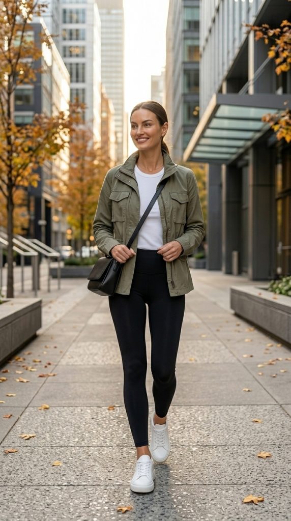 Utility Jacket with Black Leggings