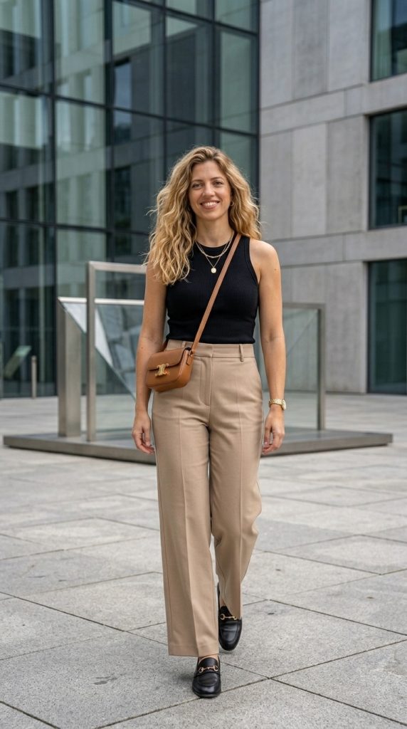 Wide-Leg Trousers and Tank Top