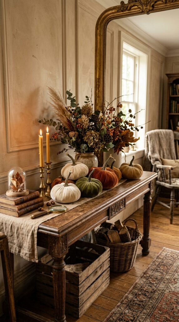 Add Velvet Pumpkins to Antique Furniture