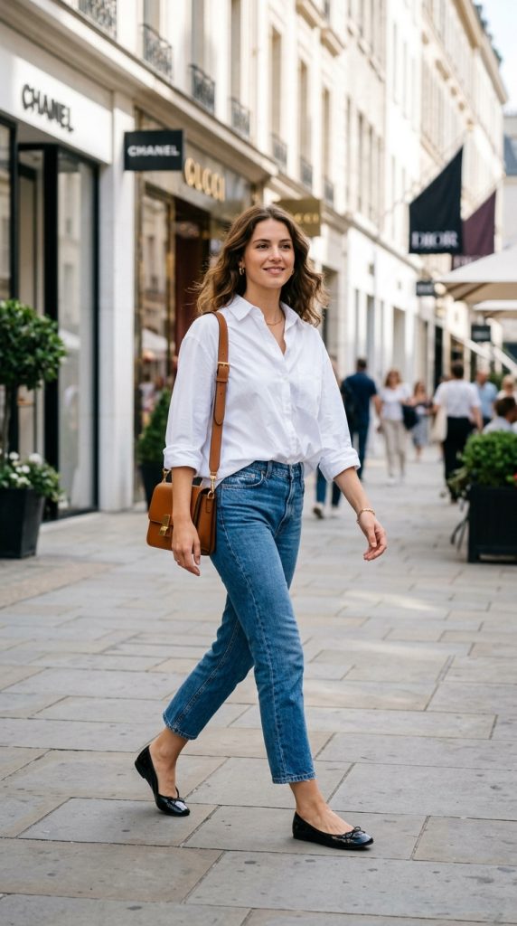 Ballet Flats With Cropped Denim