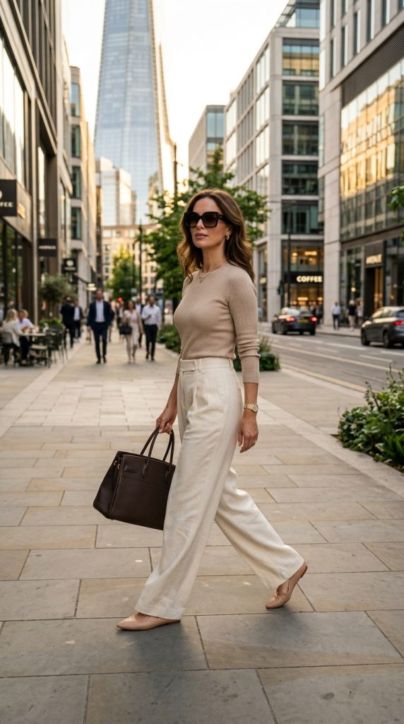 Ballet Flats With Wide Leg Trousers