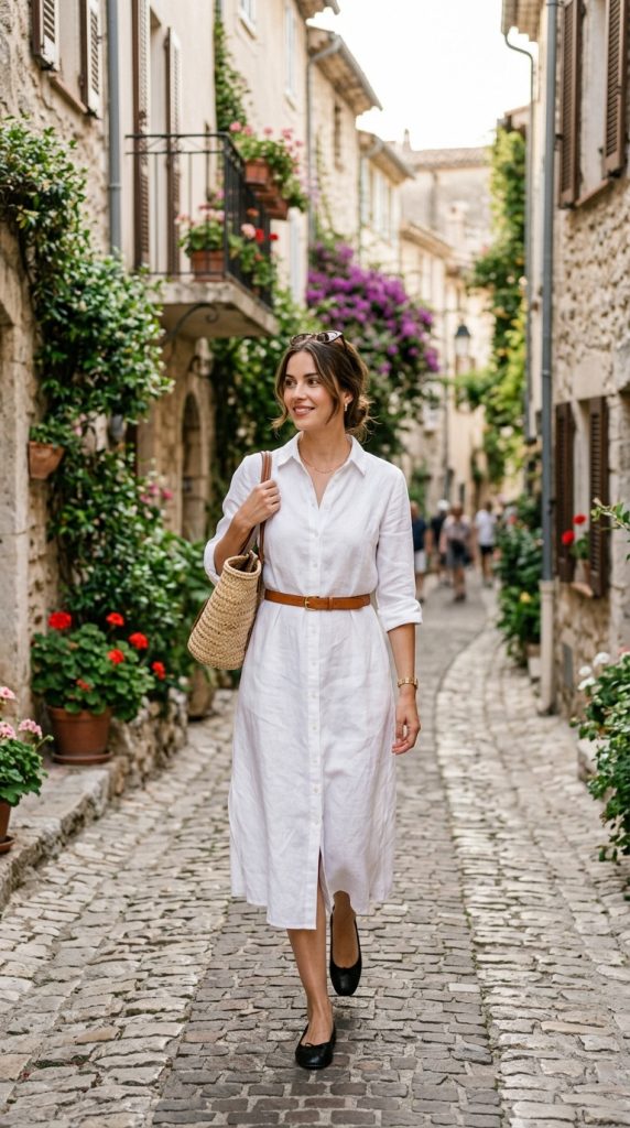 Ballet Flats With a Shirt Dress