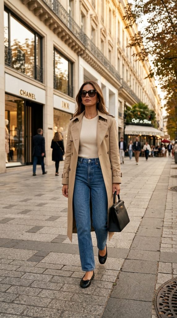 Ballet Flats With a Trench Coat