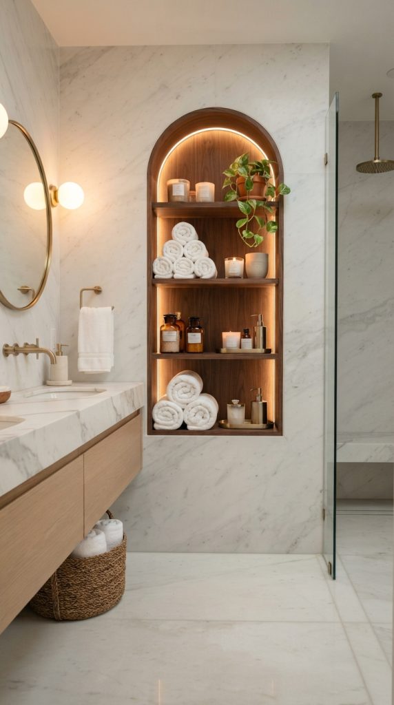 Bathroom Built In Storage Shelves