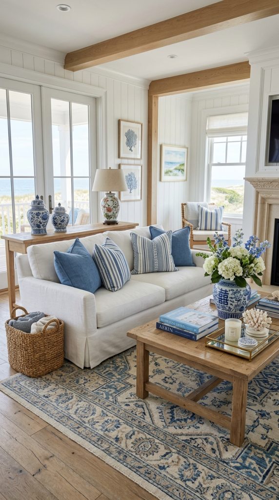 Blue and White Patterned Decor
