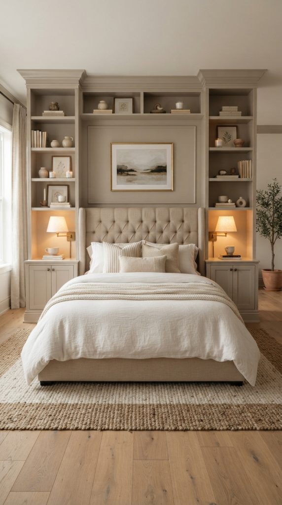 Built In Shelving Around A Bed
