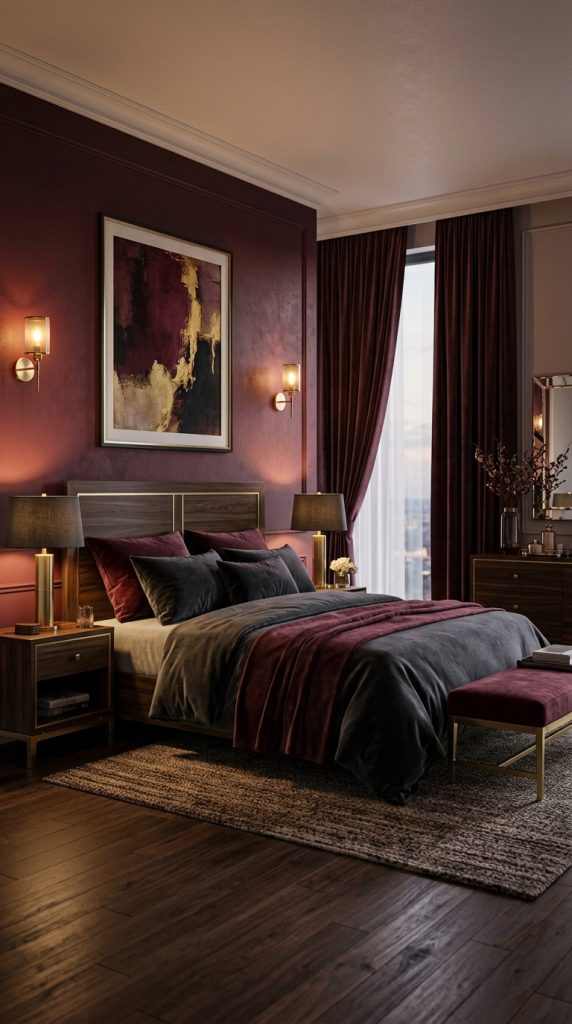 Burgundy Accent Bedroom