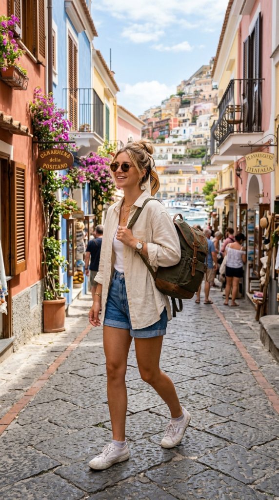 Canvas Sneakers With Denim Shorts