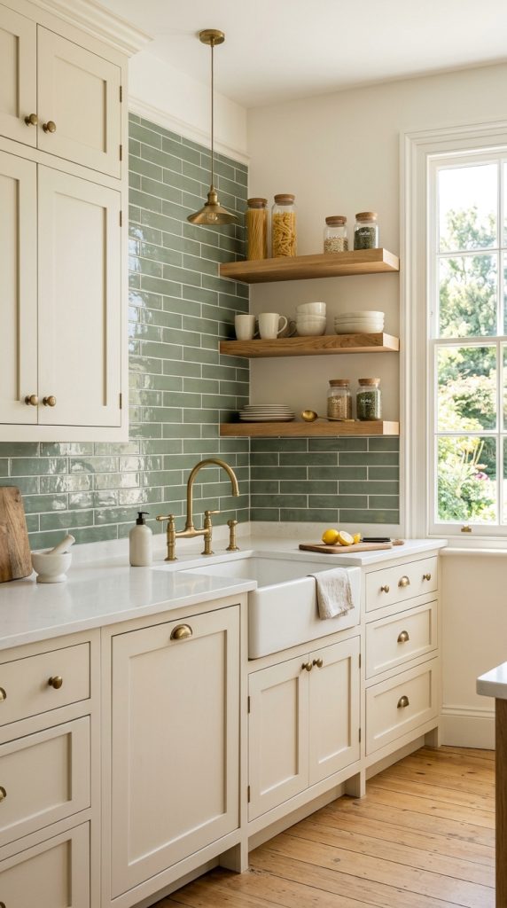 Choose Sage Green Subway Tile Backsplash