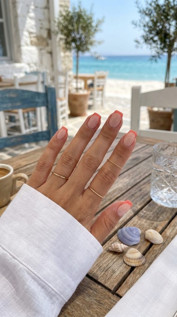 Coral French Tips