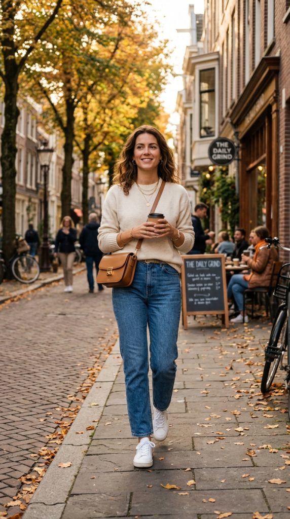 Cozy Knit Sweater With Straight-Leg Jeans