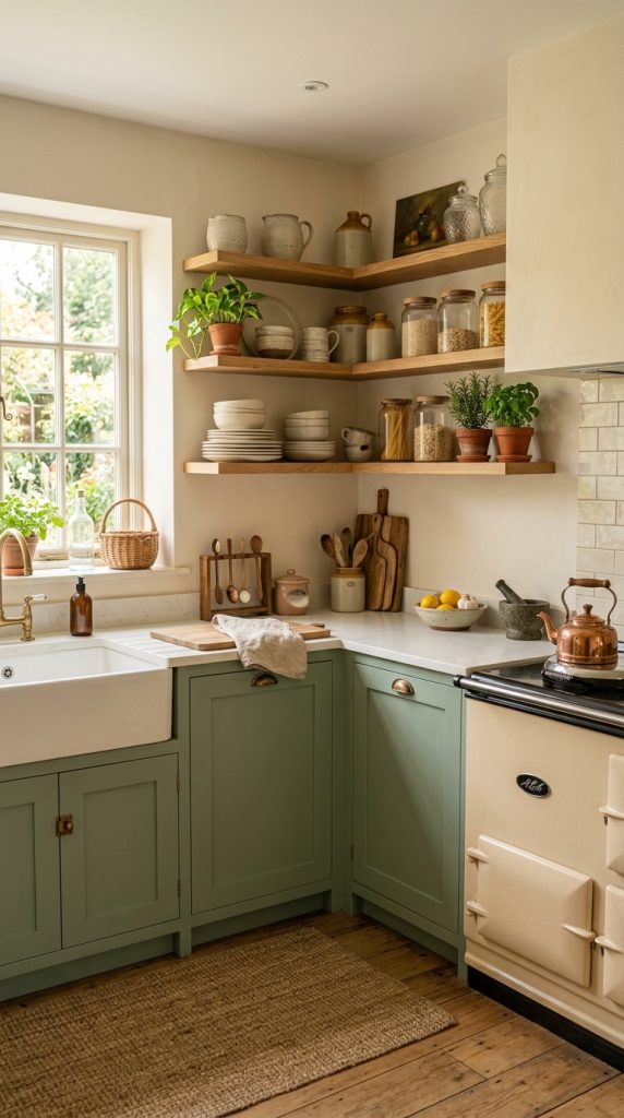 Create Open Shelving with Cream Decor
