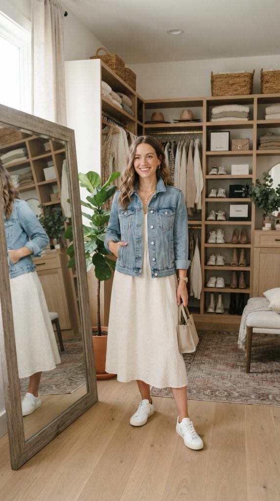 Denim Jacket With Midi Dress
