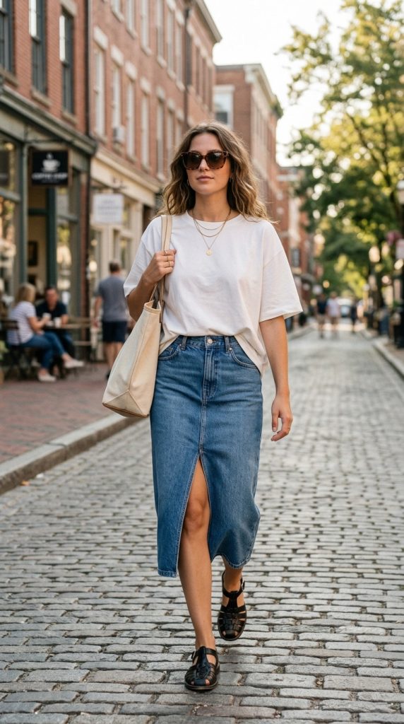 Denim Midi Skirt