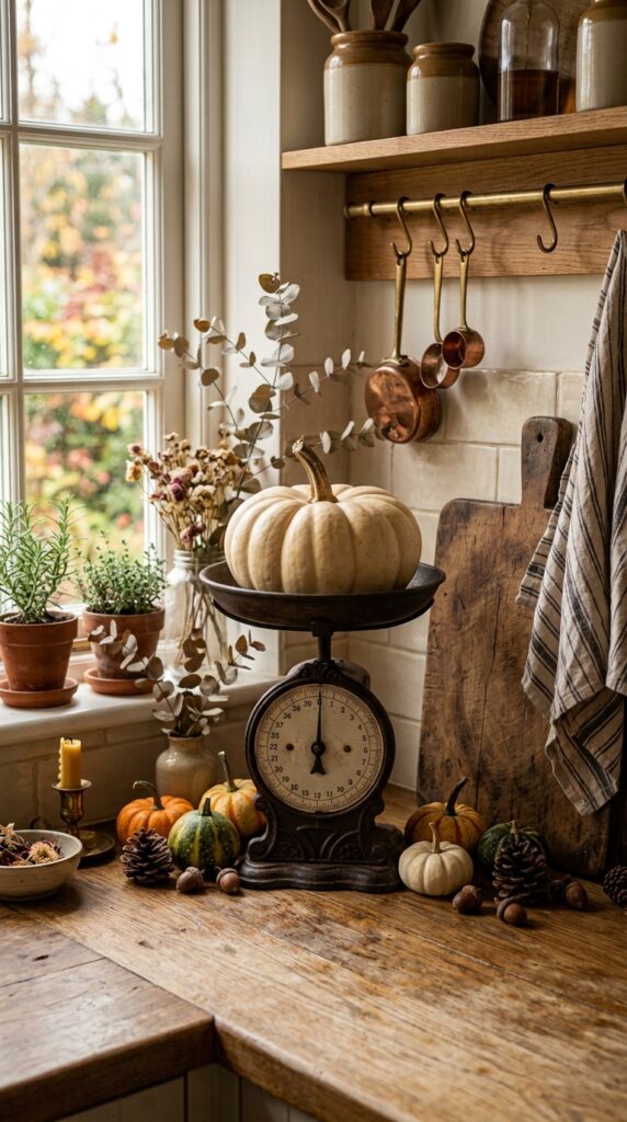 Display Pumpkins on an Antique Scale