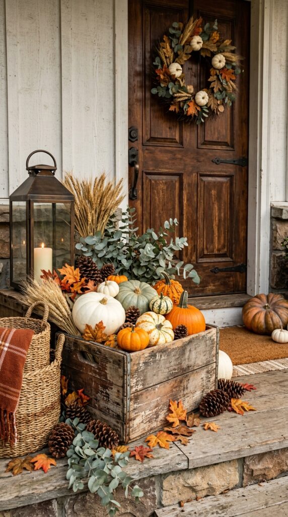 Fill A Wooden Crate With Pumpkins