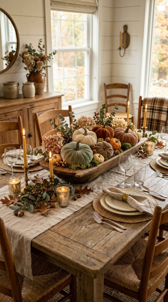 Fill a Vintage Dough Bowl with Pumpkins