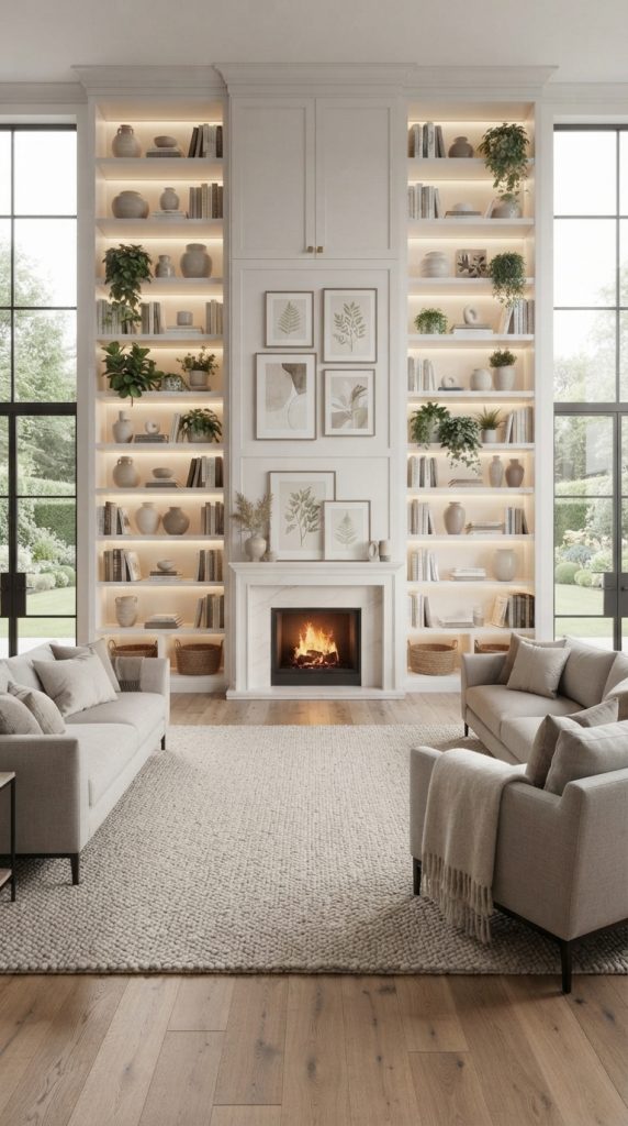 Floor To Ceiling Living Room Shelving